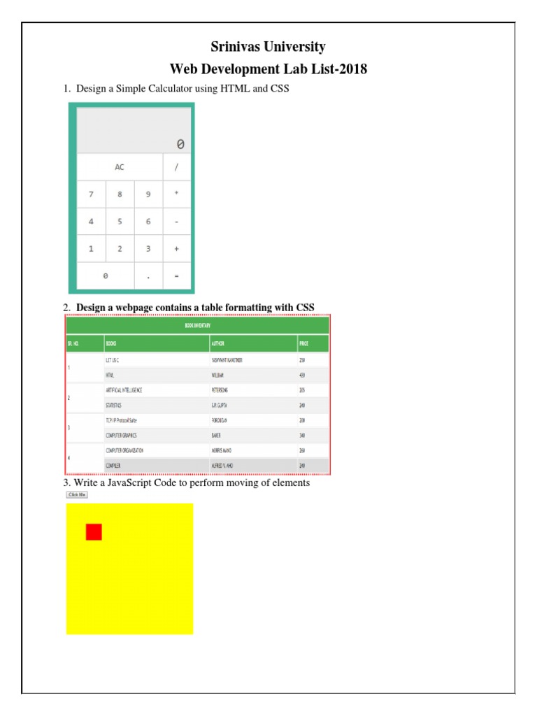 Web Development Lab Exercises 2018 | PDF