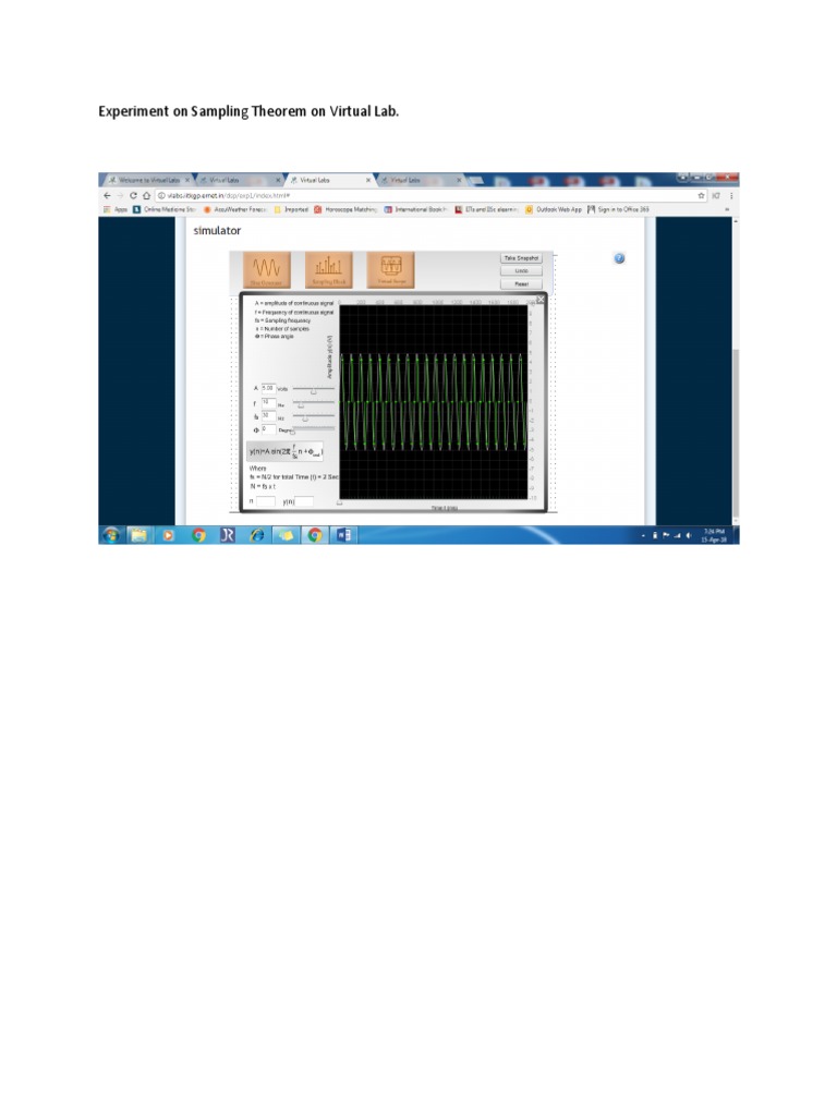 Experiment On Sampling Theorem On Virtual Lab | PDF