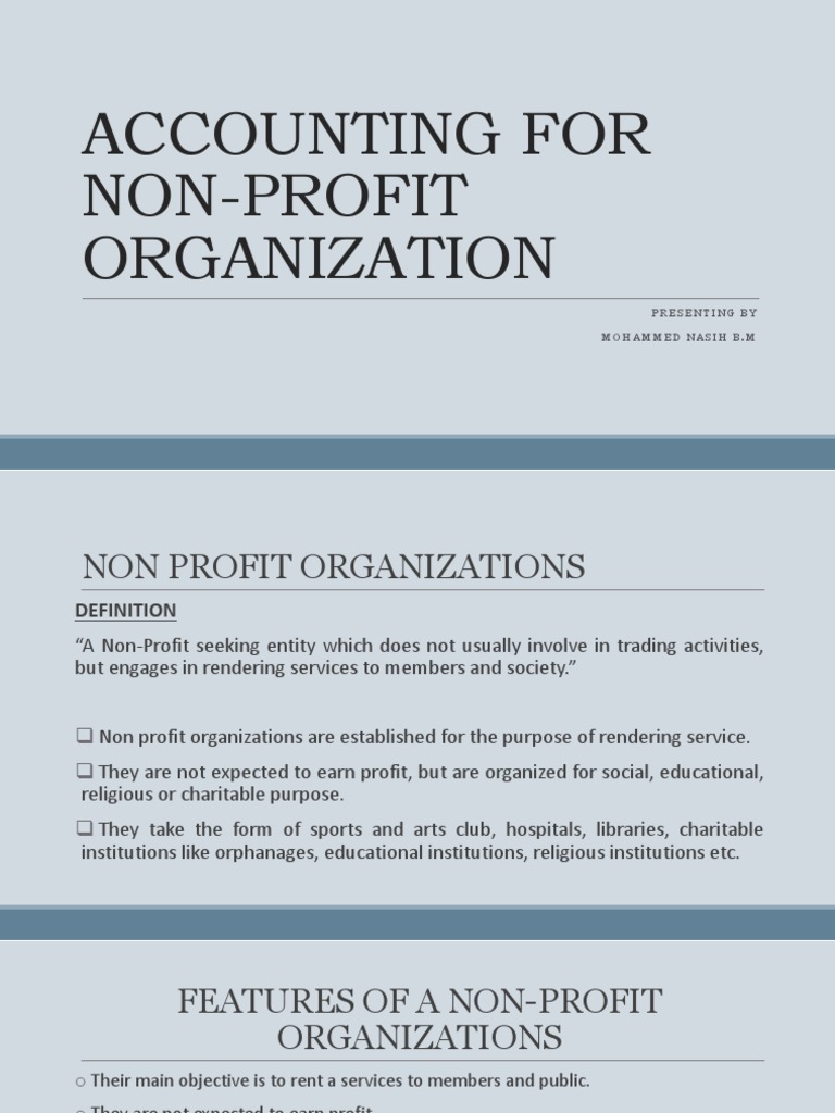 Accounting for Non-Profit Organizations | PDF | Debits And Credits ...