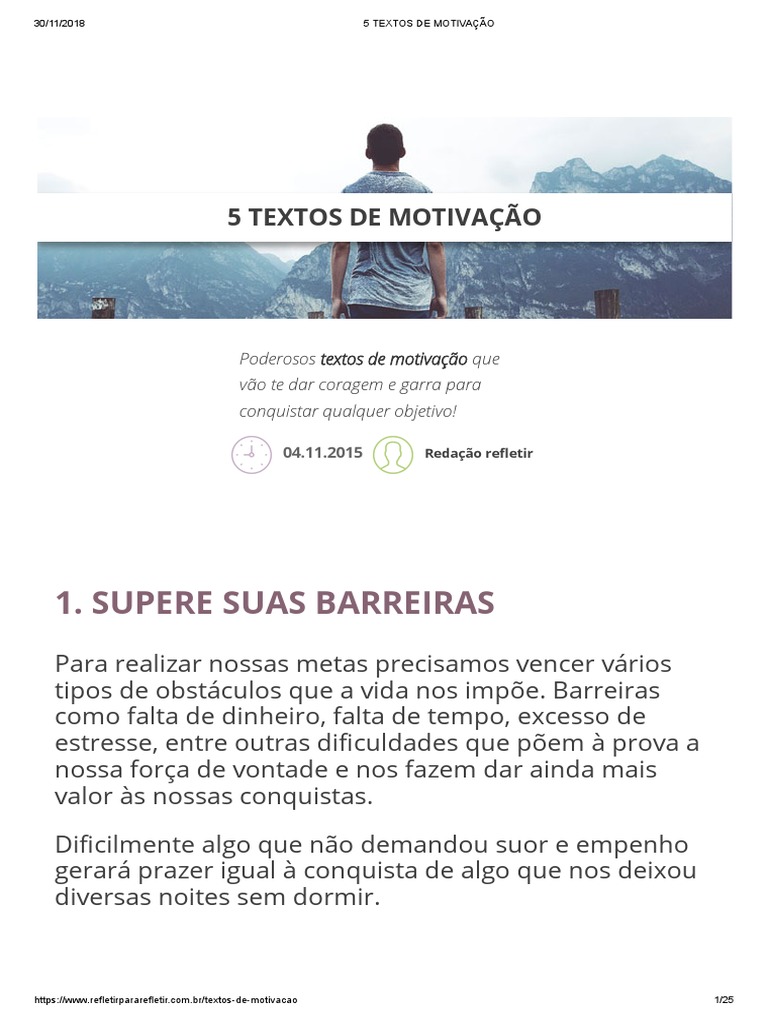 5 Textos de Motivação | PDF | Motivação | Motivacional