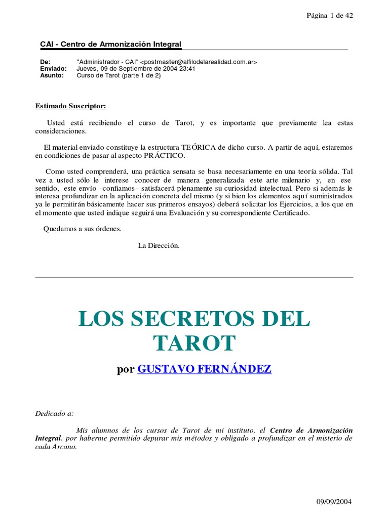 Afr Curso Bc3a1sico Tarot 1 de 2 PDF | PDF | Tarot | Jugando a las cartas