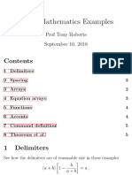 L TEX Mathematics Examples: A Prof Tony Roberts September 10, 2018