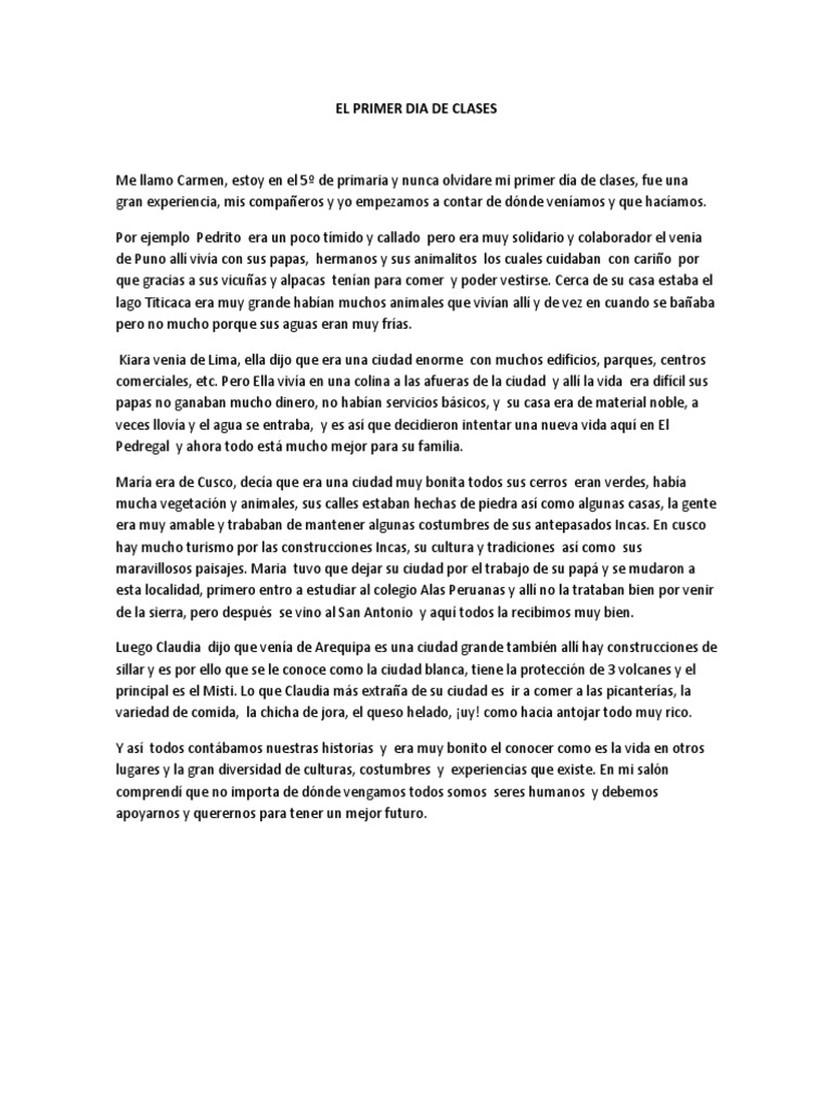 El Primer Dia de Clases | PDF | Viajes y turismo