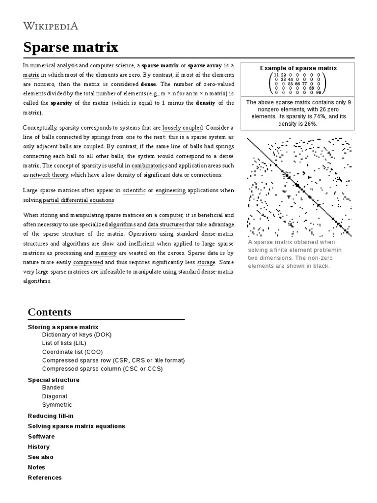 Sparse Matrix | PDF | Matrix (Mathematics) | Functions And Mappings