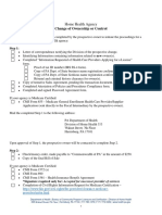 Home Health Agency Change of Ownership or Control Form