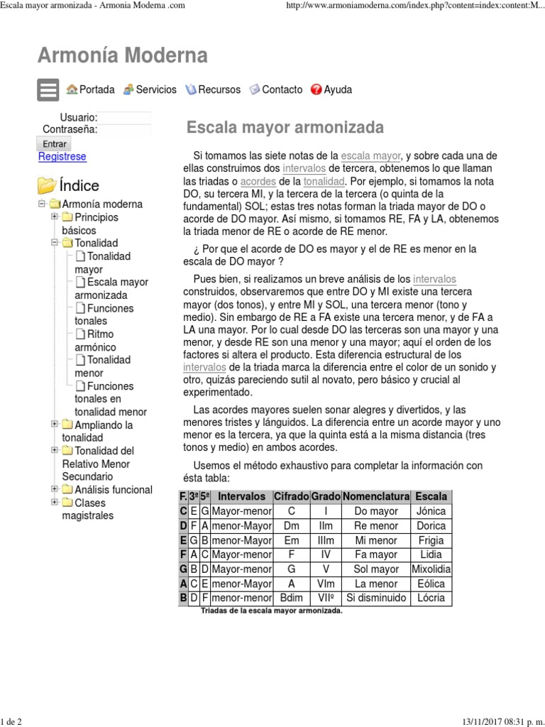 Escala Mayor Armonizada Armonia Moderna Pdf Escala Música