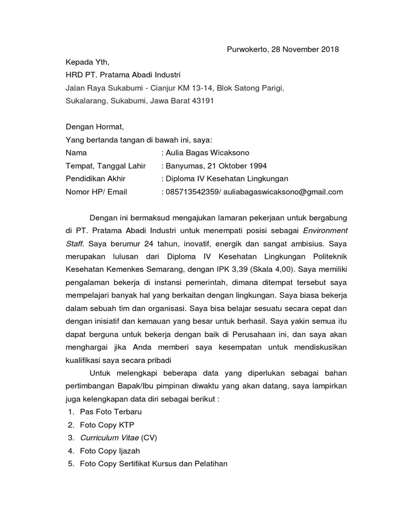 Surat Lamaran Jx