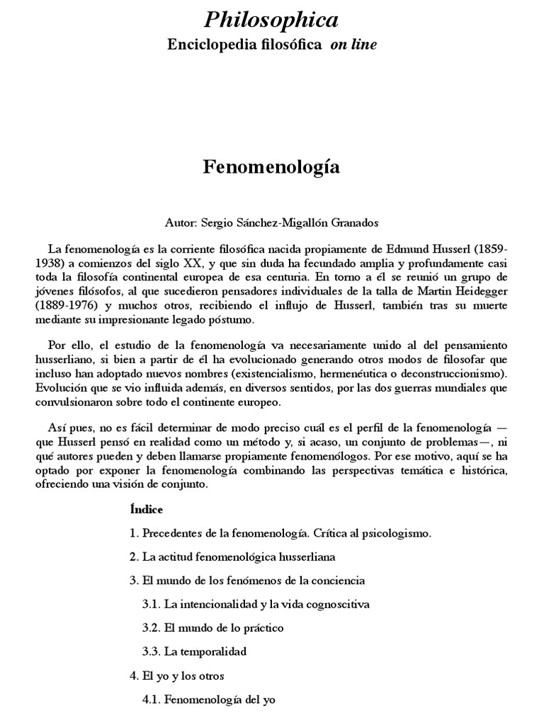 Fenomenologia | PDF | Edmund Husserl | Martin Heidegger
