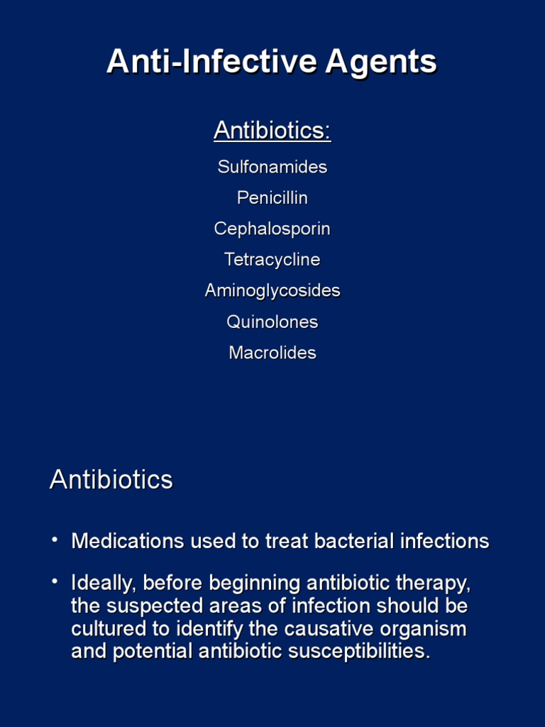 Overview of Anti-Infective Agents | PDF | Penicillin | Beta Lactamase
