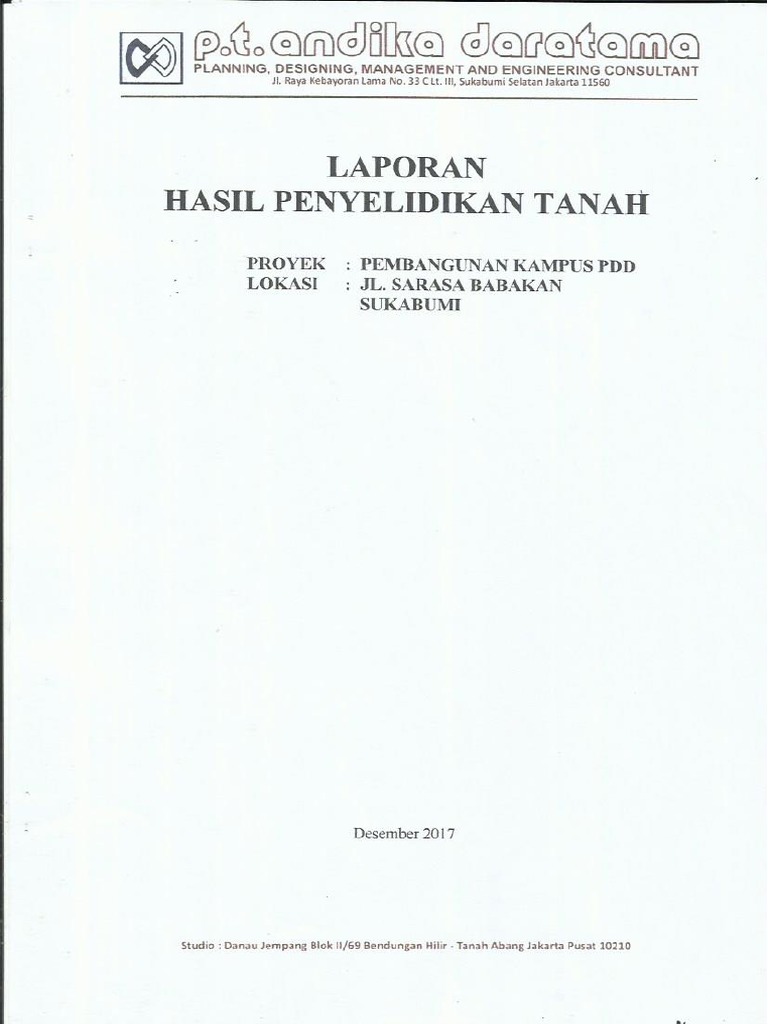 Laporan Penyelidikan Tanah Untuk Perencanaan Pondasi