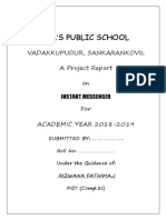Vel'S Public School: Vadakkupudur, Sankarankovil A Project Report On Instant Messenger For ACADEMIC YEAR 2018-2019