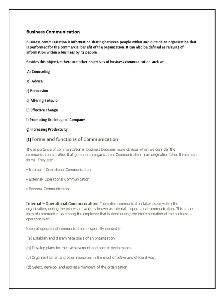Business Communication: Internal & External | PDF | Communication ...