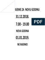 Radno Vrijeme Za Novu Godinu