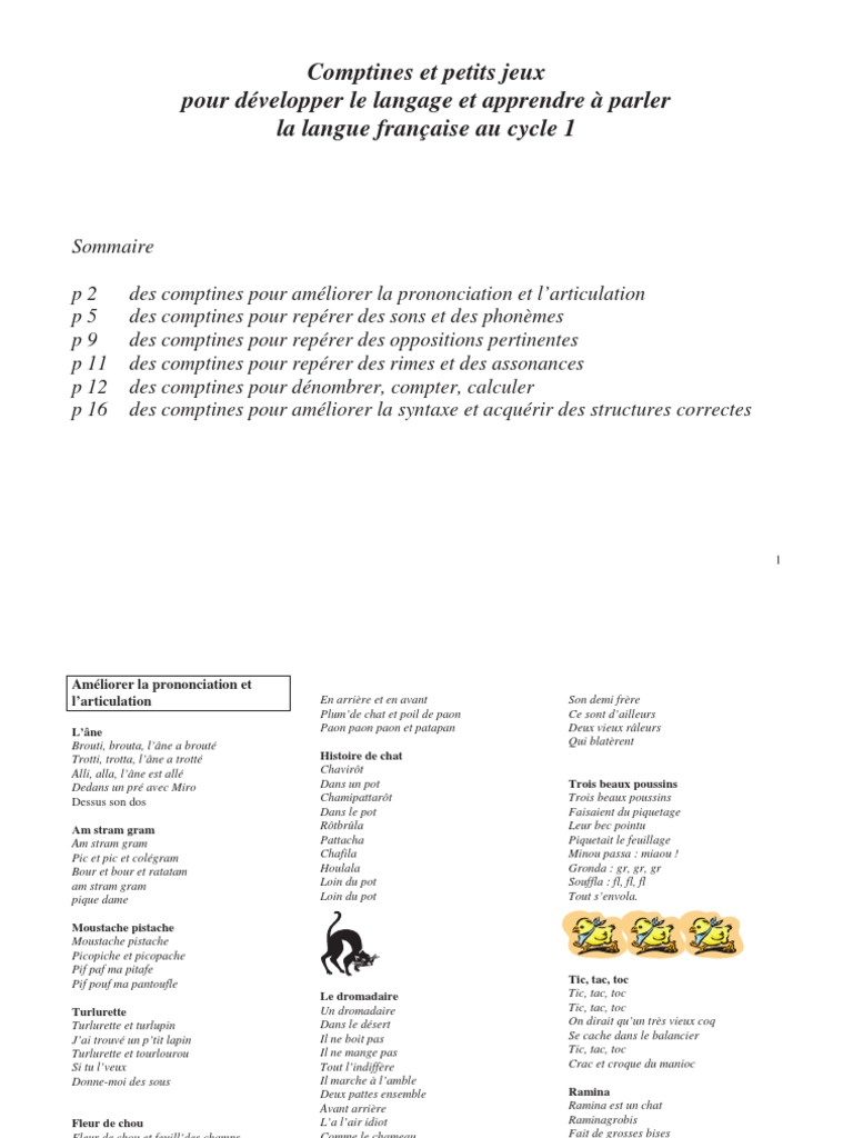 Phonetique Comptines Et Petits Jeux Nature