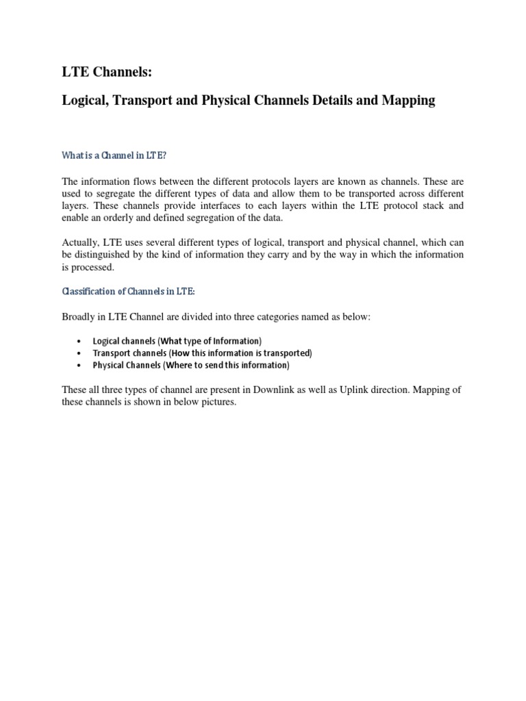 Lte Channels Pdf Information Telecommunications