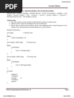 Lecture Notes: Unit Iii - C++ Programming Advanced Features