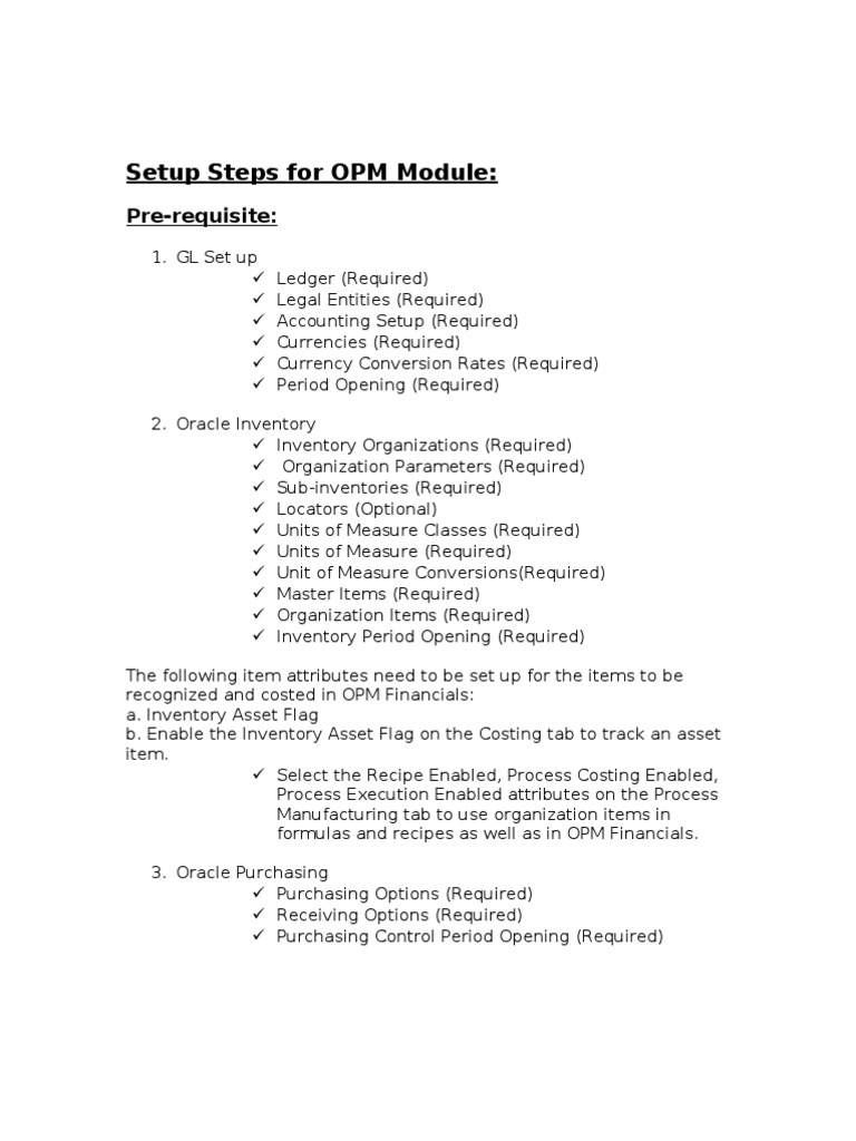 OPM Module Setup Steps in Oracle R12 | PDF | Inventory | Computing