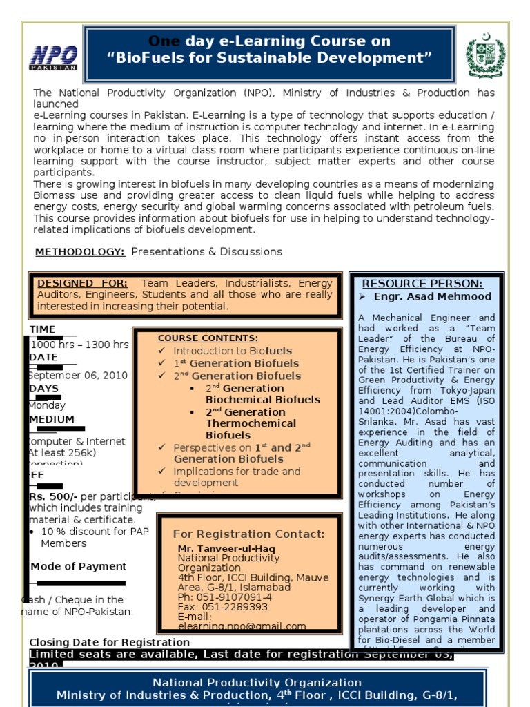 Biofuels e-Learning Course Registration | PDF | Biofuel | Educational ...