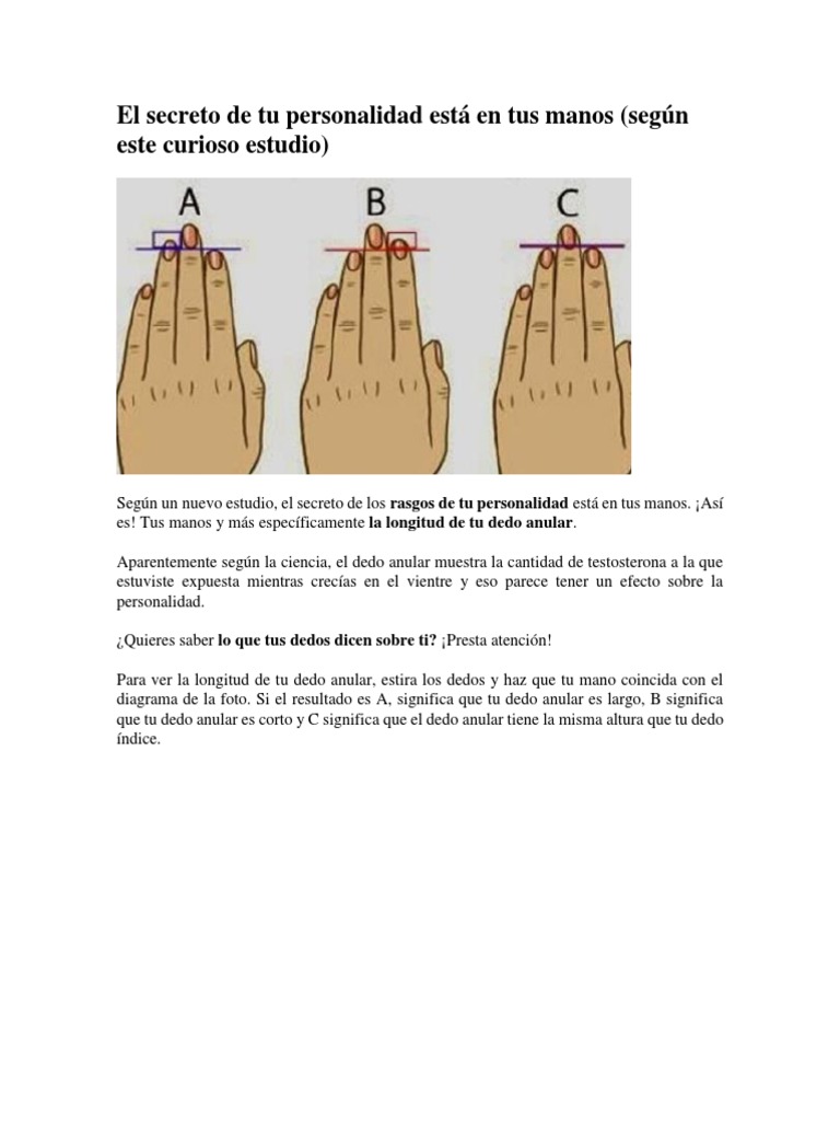 Personalidad según la longitud de los dedos | PDF