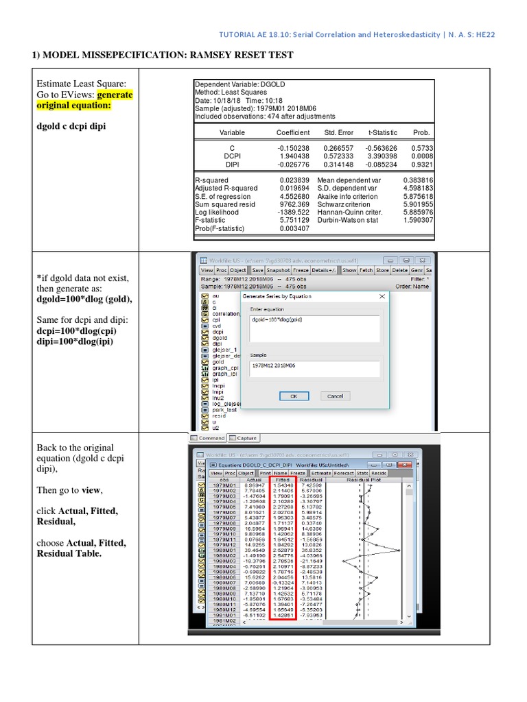 Serial Correlation and Heteroscedasticity | PDF | Coefficient Of ...