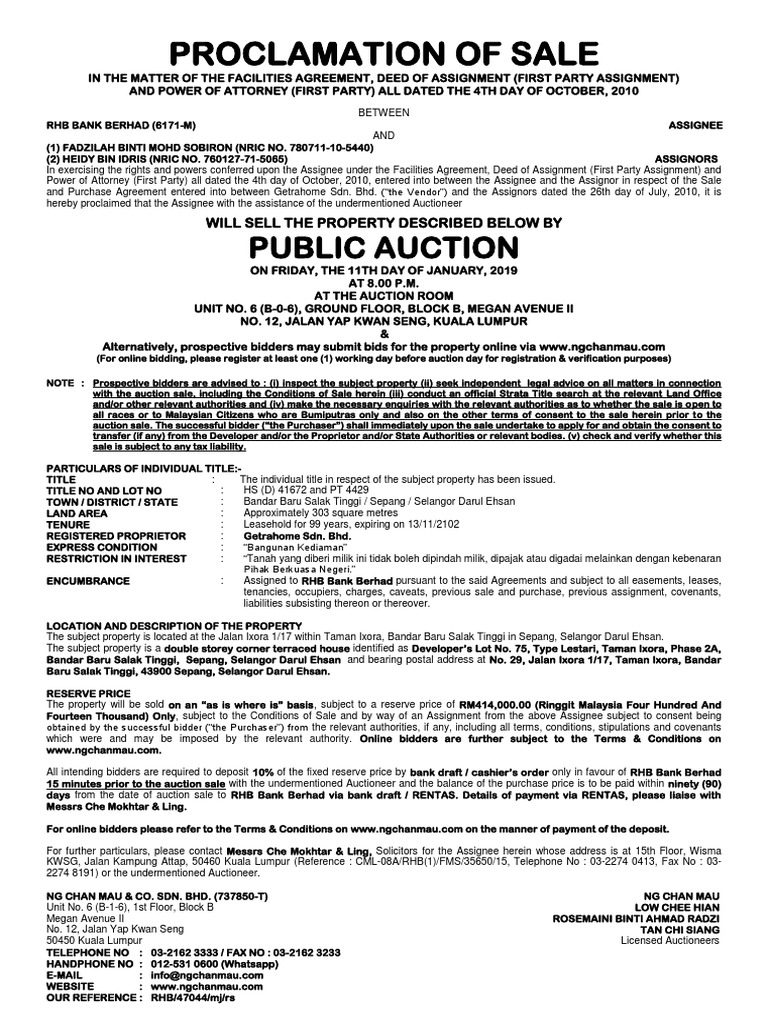 Ncm Rhb 47044 18 20190111 Pdf Assignment Law Auction