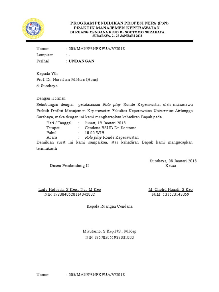 Undangan Role Play Keperawatan 2018 | PDF