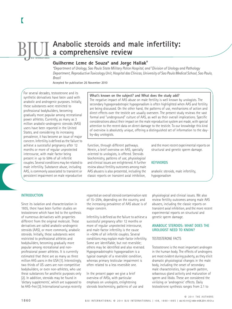 Anabolic Steroid and Infertility | PDF | Testosterone | Reproductive System