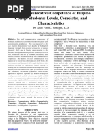 Oral Communicative Competence of Filipino College Students: Levels, Correlates, and Characteristics