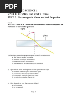 Integrated Science 1 UNIT 4: PHYSICS Sub Unit 1: Waves Test 2