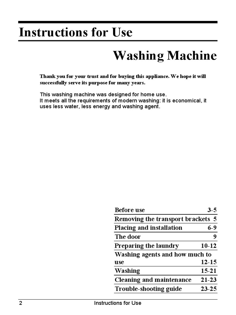 Washing Machine User Manual Guide | PDF | Washing Machine | Laundry
