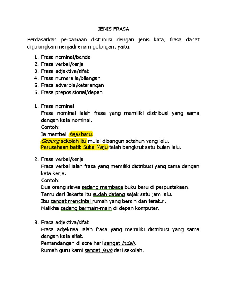 Jenis Frasa | PDF | Kesehatan Holistik