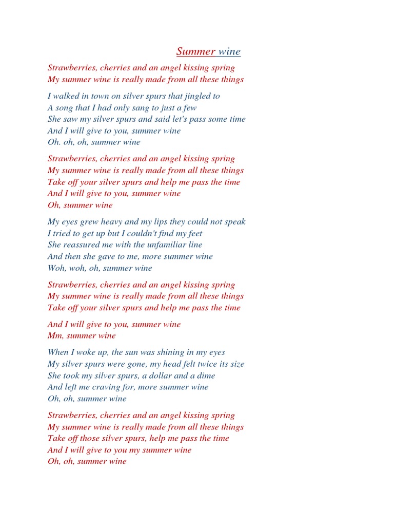 Summer Wine Lyrics Ville Valo