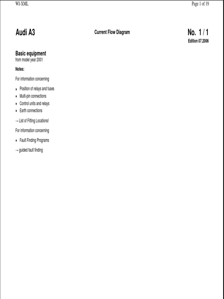 Audi A3 Current Flow Diagram Guide | PDF | Headlamp | Electrical Wiring