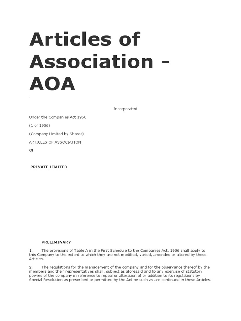 Articles of Association for Kvell Constructions | PDF | Proxy Voting ...