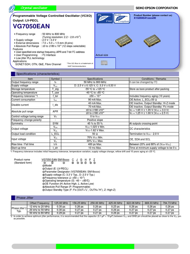 VCXO Product List Voltage Controlled Crystal Oscillator PDF Iso