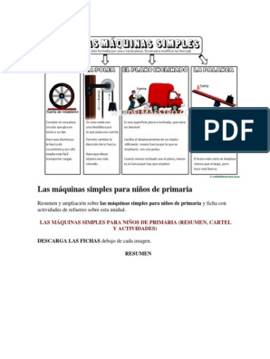 Sotavento eficaz apertura Las Máquinas Simples para Niños de Primaria | PDF | Palanca | Eje