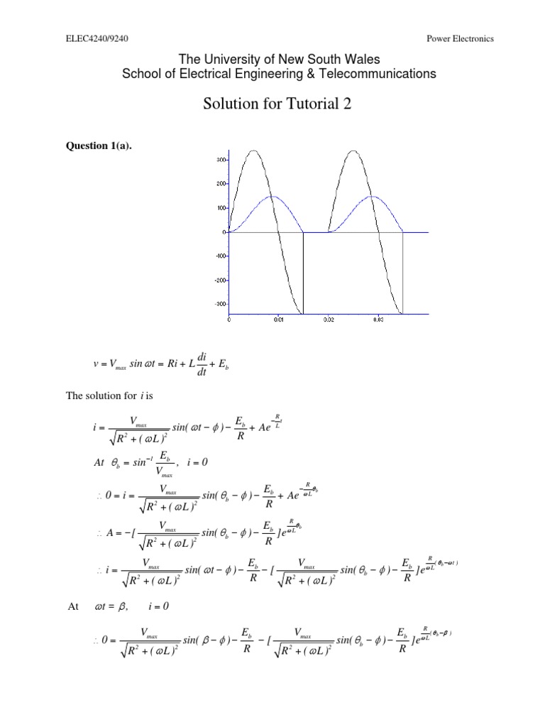 Power Electronics Tutorial 2 Solutions | PDF | Transformer | Mains ...