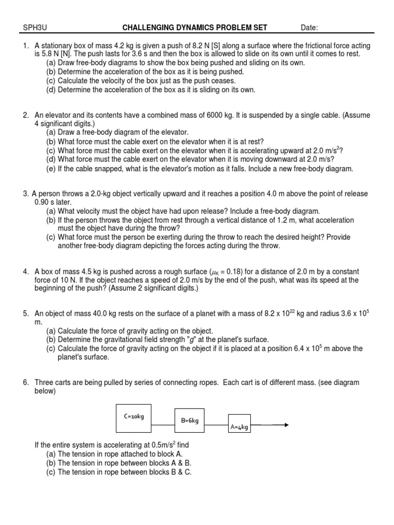 (A) (B) (C) (D) : Challenging Dynamics Problem Set | PDF | Force | Mass
