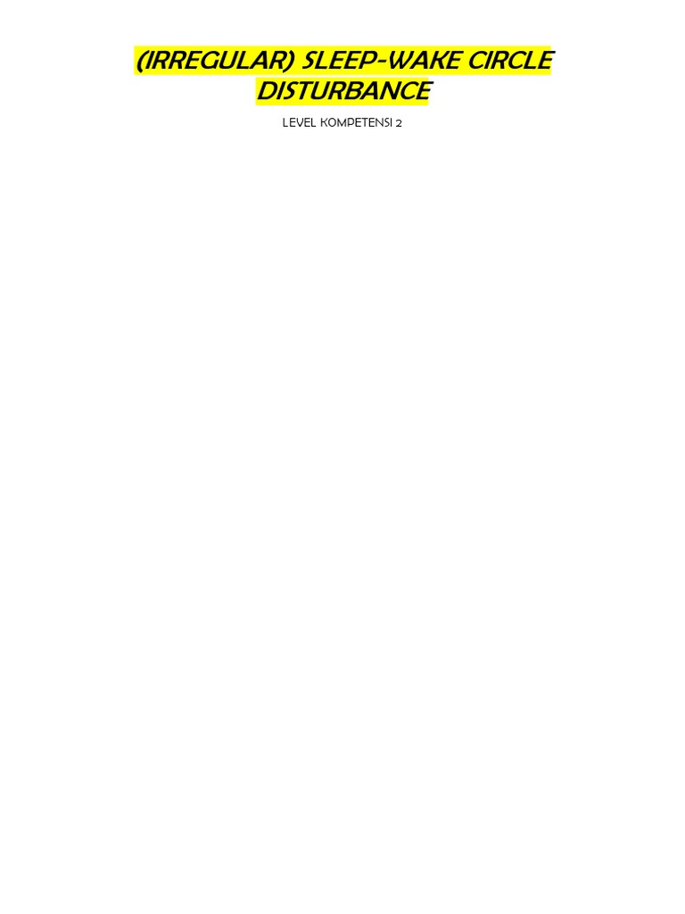 Sleep Wake Disturbance | PDF