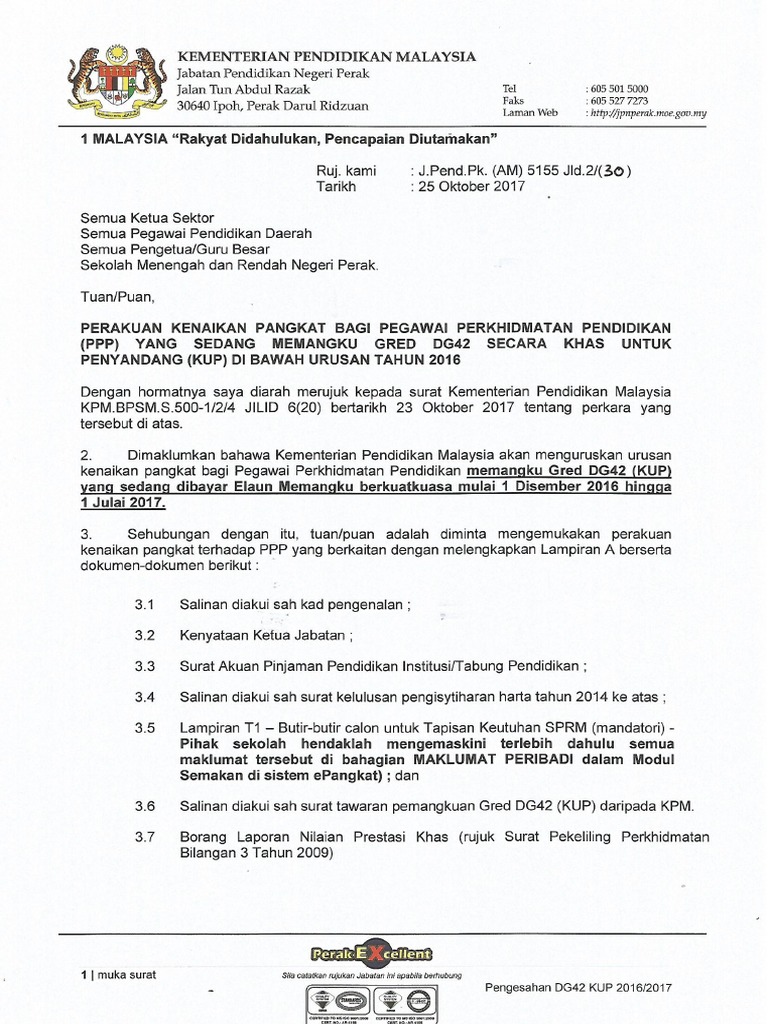 Perakuan Kenaikan Pangkat Dg42 Jpn Kpm