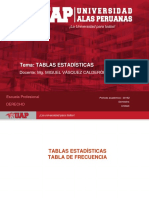 Tema: Tablas Estadísticas: Docente: Mg. Miguel Vàsquez Calderón
