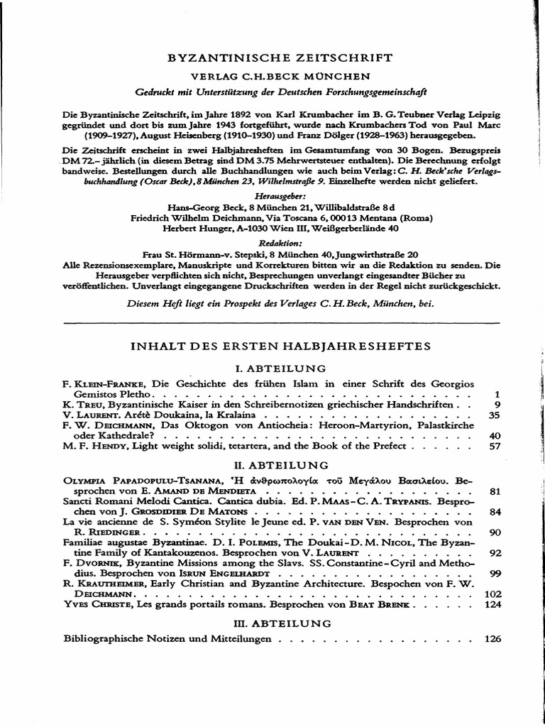 Byzantinische Zeitschrift Jahrgang 65 1972 Pdf