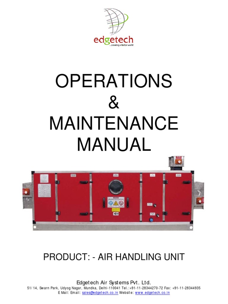 Edgetech AHU Operations & Maintenance Manual | PDF | Belt (Mechanical ...