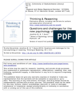 Thinking & Reasoning: To Cite This Article: Jonathan St. B. T. Evans (2012) : Questions and Challenges For The