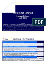 Max India Ir Q1fy11