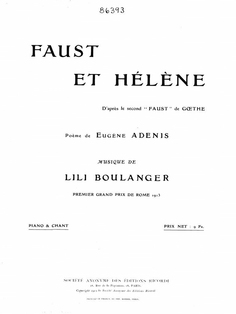 Lili Boulanger - Faust Et Helene (Piano) PDF | PDF