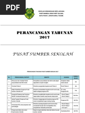 Perancangan Tahunan Pusat Sumber Sekolah 2017 Pdf