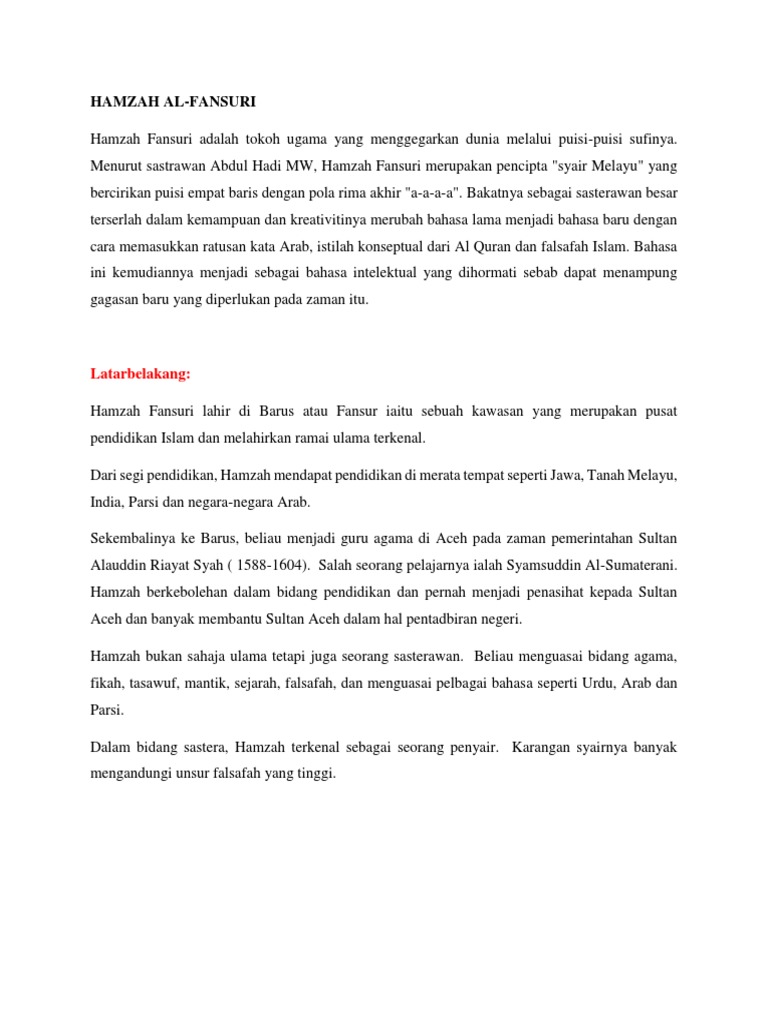 Gratis Unduh Gambar Tokoh Sastera Tradisional Hamzah Fansuri Terkeren oleh Cikimm.com