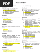 PROVÃO Seminários IPB  2007 Gabarito
