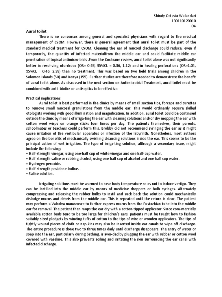 Aural Toilet Ear Water